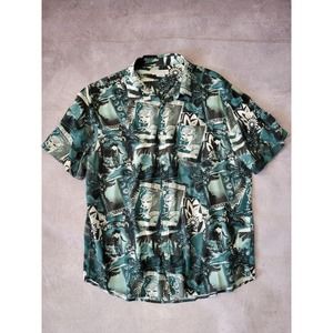 Cotton On Garments Men's Shirt XL Hawaiian Teal Vacation Cotton